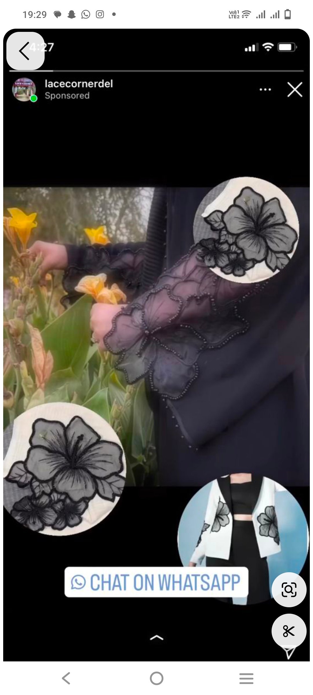 Organza cut work and cut Dana patches for dresses price par patch 