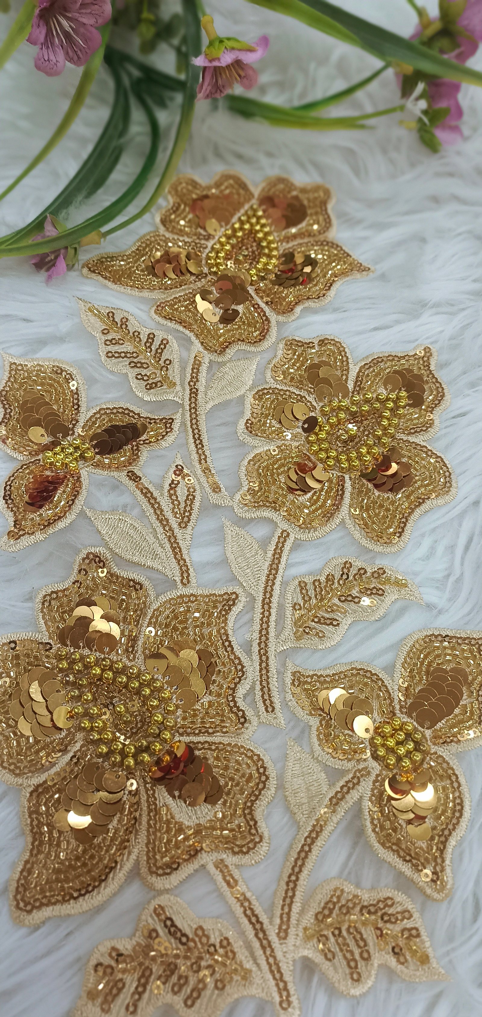 Multiple work work and heavy embroidery patch for bridal and party wear dresses length 12 inches and width 6 inches 