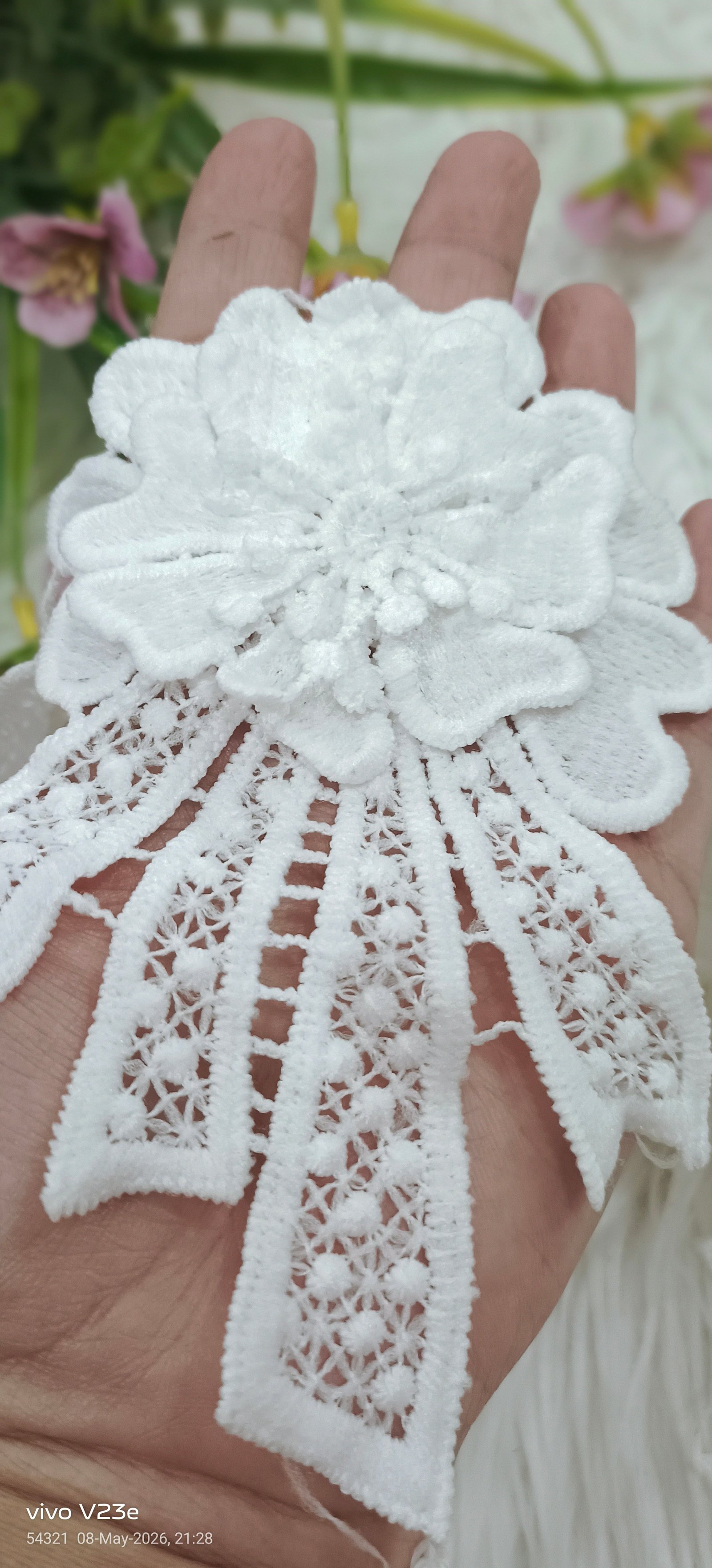 Milky flower lace beautiful and elegant design par yard 