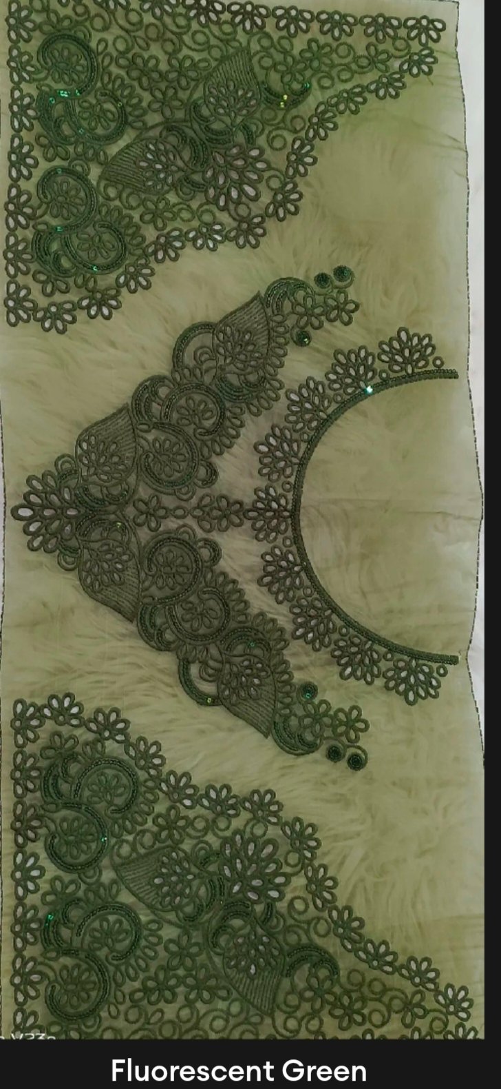 Organza boring chicken kari neckline with two corners 