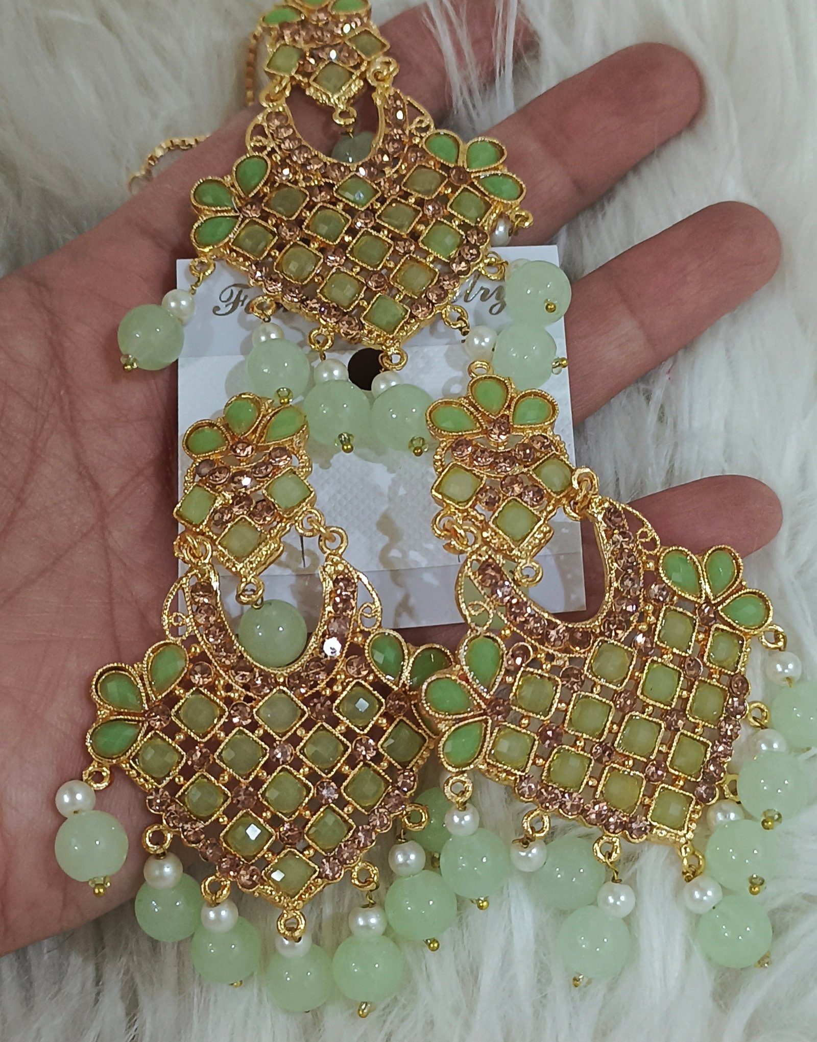 Khudan earrings and  bindiya set 