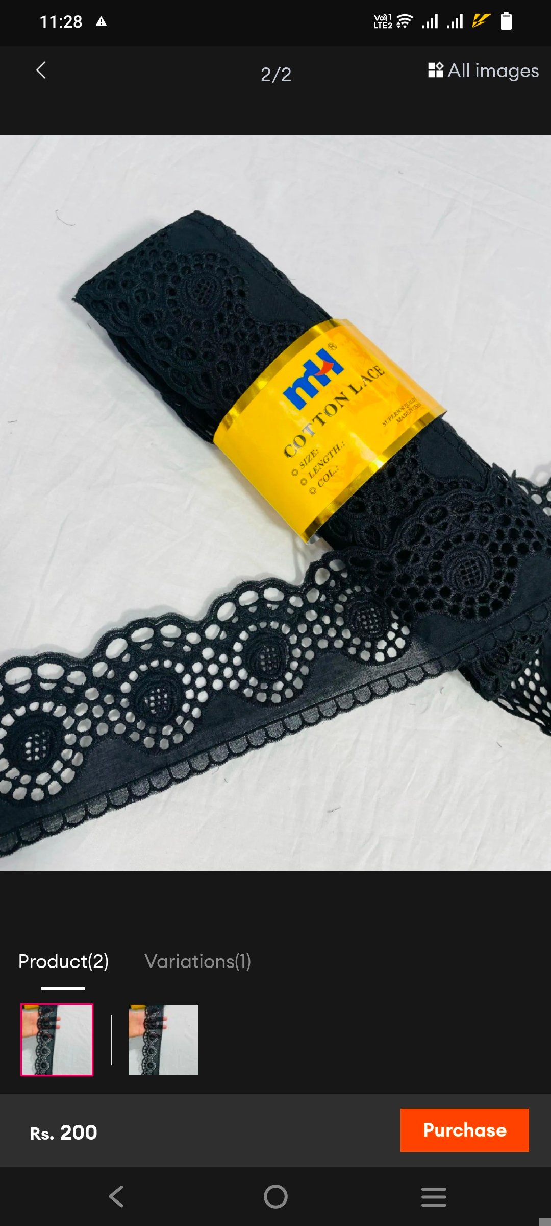 Black imported Embroidered chicken kari lace 