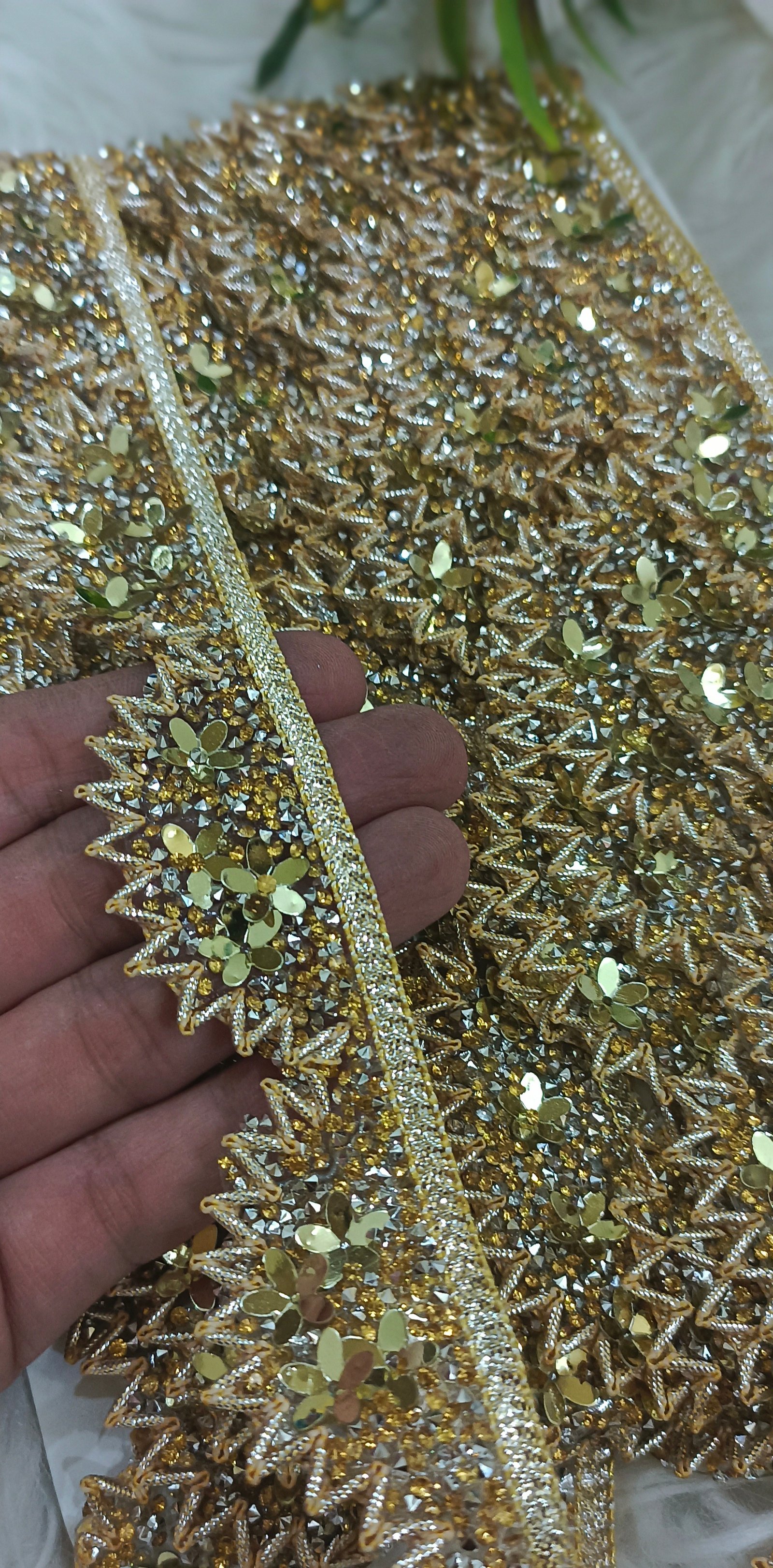 Original rhinestone Sitara and gota work 1 yard 
