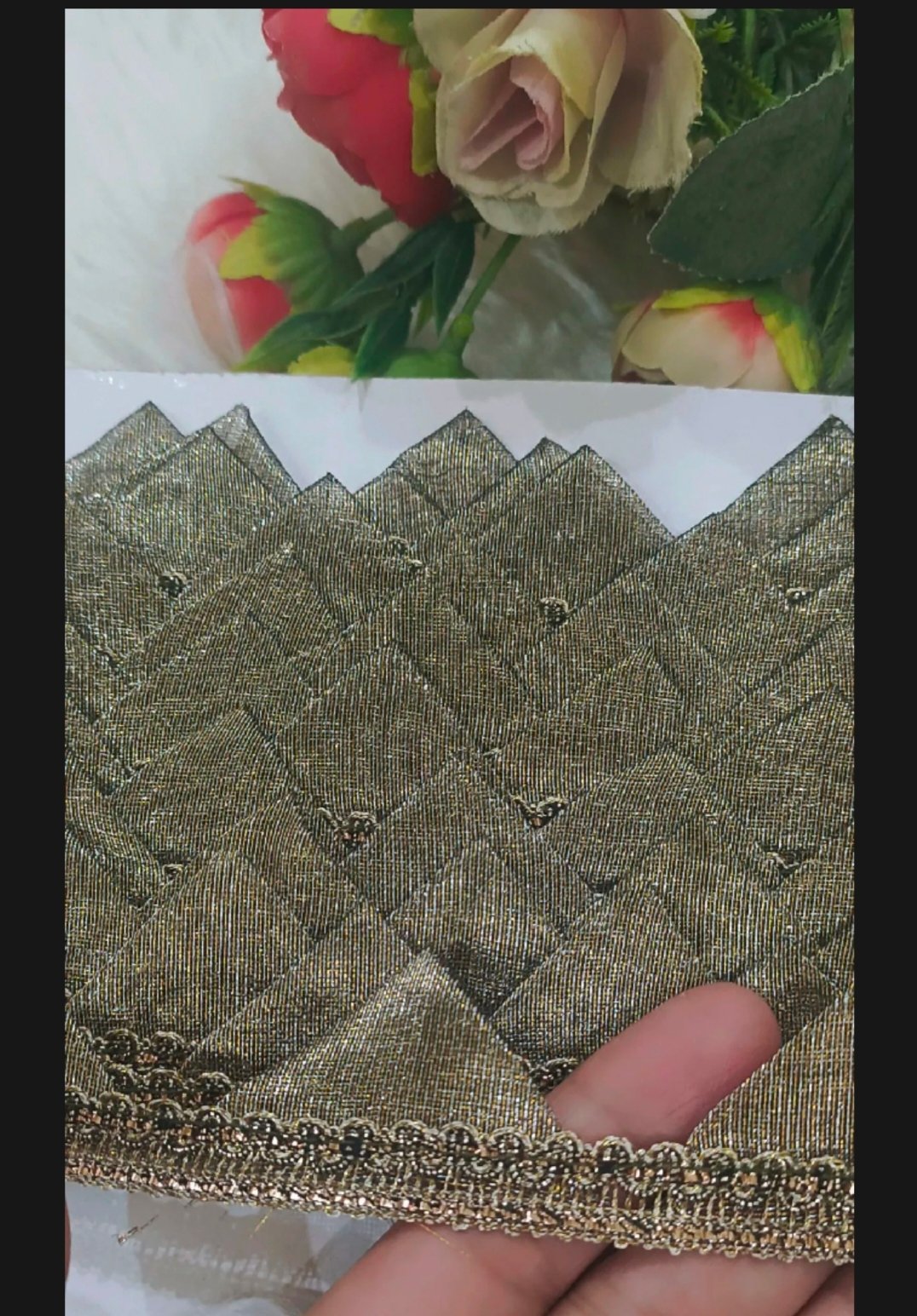 Gota samosa tila and tread embroidery  organza and Missouri lace 4 yards price 