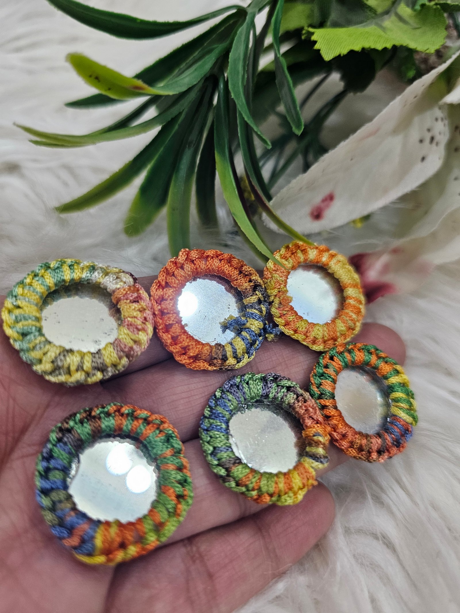 12 pcs hand made mirrors 1 inch size